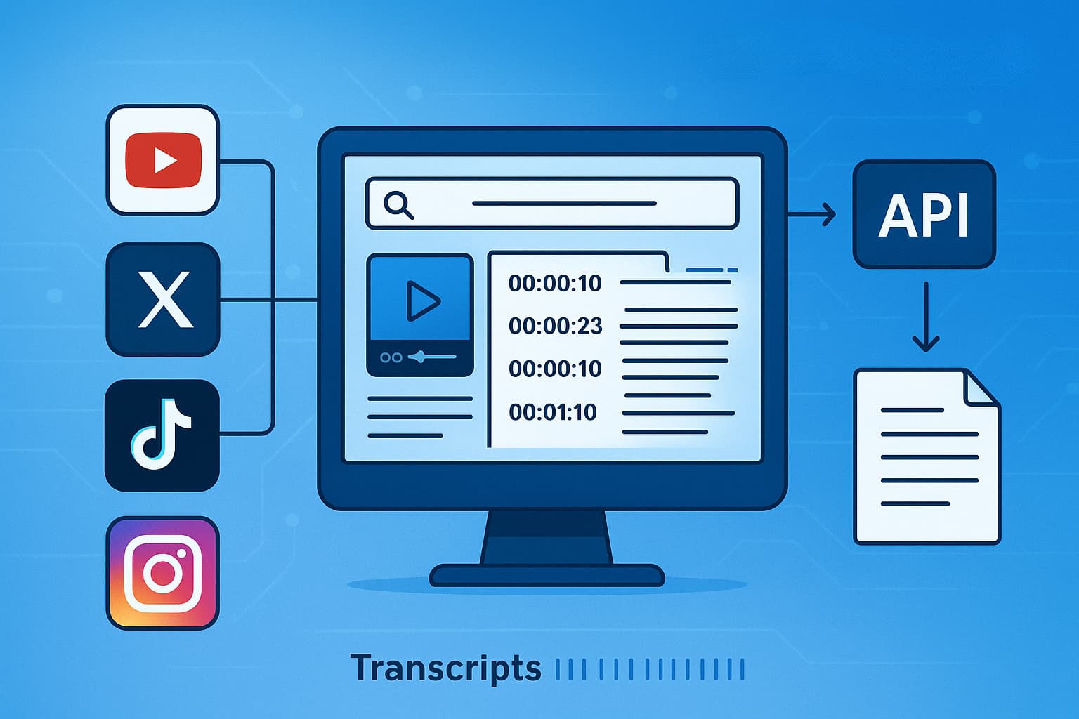 Universal Transcript Retrieval API hero illustration